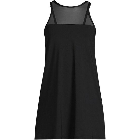 Land's End plus size power mesh one piece swimsuit dress adjustable black 18W - Picture 1 of 10
